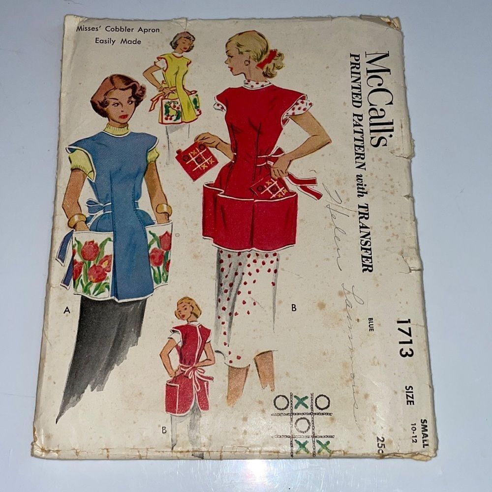 Vtg 1952 McCall’s Misses cobbler apron sewing pattern